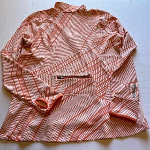 Lands' End Women's Warm Up Top Orange/Cream Stripe Size Large 14-16 - Picture 9 of 12